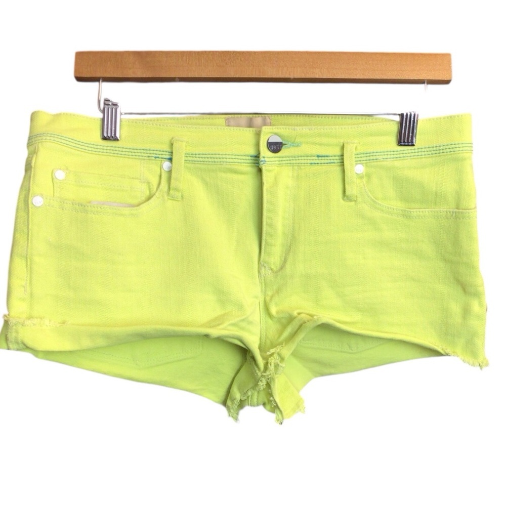 Roxy Neon Yellow Cut Off Jean Shorts Y2K size 4